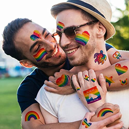 86+ PCS LGBT Gay Pride Tattoos For Women Men Adults, Rainbow Temporary Tattoos, Fake LGBTQ Pride Face Tattoos Stickers Body, Rainbow Pride Day Party Accessories Equality Parades Celebrations Festivals
