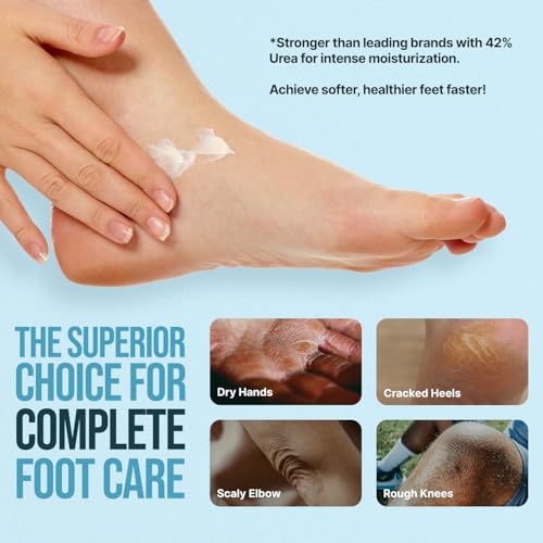 Free Life Labs - Urea Cream for Feet - Maximum Strength 42% Foot Cream for Calluses and Dry Feet - Free Pumice Stone and Brush - Shea and Mango Butters-Paraben Free-Fragrance Free- 4oz.