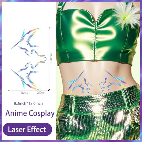 Rumi Tattoos Body Set?10 Purple Pieces per Pack (1 Face, 2 Chest, 2 Upper Arm, 2 Forearm, 1 Waist, 2 Thighs Symmetrical), Temporary Body Tattoos, Waterproof & Skin-Safe (Holographic, 1 Pack)