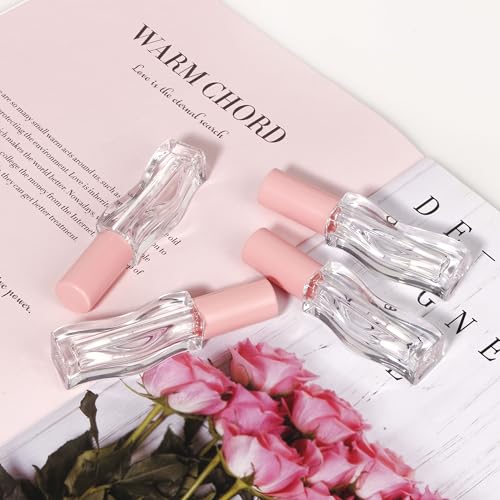 COSIDEA 9pcs Empty 2.5ml/0.08oz Pink lip gloss tubes with wand unique Wave shape lipgloss tube container small capacity for lip Tint DIY (9)