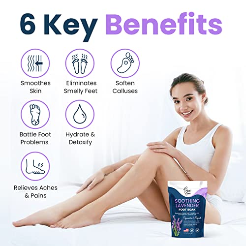 Soothing Lavender Foot Soak with Epsom Salt - Best Toenail Treatment, & Softens Calluses - Soothes Sore & Tired Feet, Toenail Extra Strength Solution