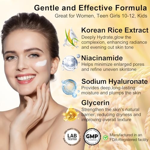 Skin Care Set,6Pcs Women Teen Glass Skincare w/Korean Rice Extract,Hydrate Glow Repair Anti-Aging Facial Routine Kit Self Care Gifts for Women Mom Wife Teenage Girl Her Valentines Day Christmas Gifts