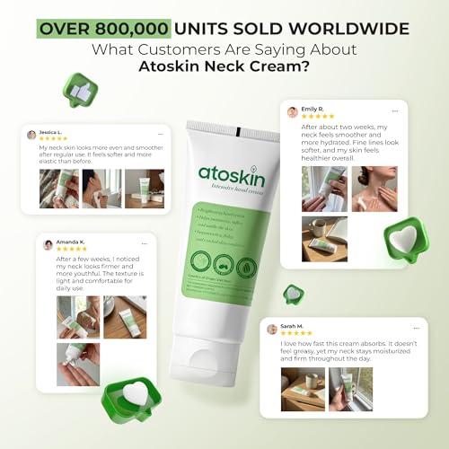 Atoskin Intensive Hand & Neck Cream - Real Hand Cream For Neck - Deep Moisturizing, Firms And Lifts The Skin, with Shea Butter, Panthenol & Herbal Extracts - 60g