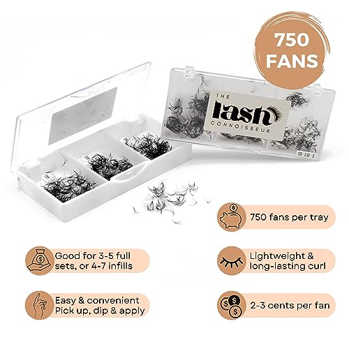 6D - CC Curl 750 Fans Mixed Promade Fans Lash Extensions | TLC Lash Supplies 4D to 16D Premade Fans 7 mm to 16 mm Mixed Length Thin Base Premade Fans Eyelash Extensions (6D - CC Curl, 13-14-15 mm)