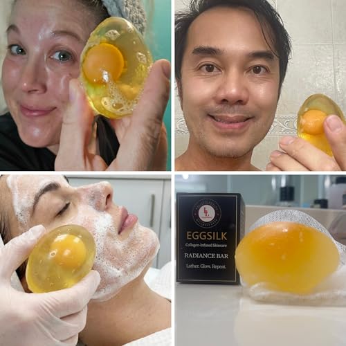 L & L Supplement EggSilk Egg Soap Radiance Bar with Yolk Extract | For Smooth, Glowing Skin | Gentle for Face & Body, All Skin Types | Sulfate-Free, Cruelty-Free, Clean Beauty | 80g