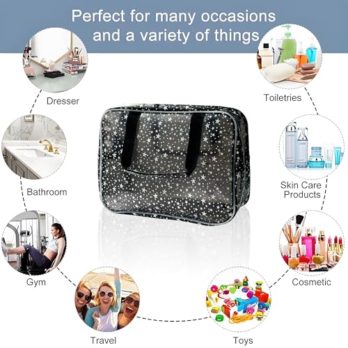 ONEART Waterproof PVC Cosmetic Bag - Clear Makeup Pouch for Travel Toiletry Organizer - Wrinkle-Resistant & Lightweight (1-Pack) (Pink)