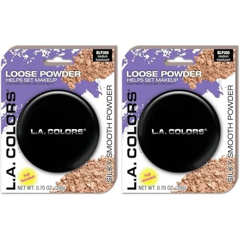 L.A. COLORS Loose Powder (carded), Medium Translucent CBLP305 (Pack of 2)