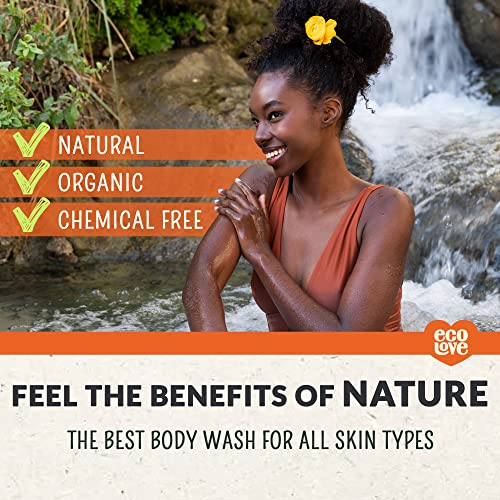 ecoLove - Natural Moisturizing Body Wash for Dry Skin - With Organic Carrot, Pumpkin and Sweet Potato - No SLS or Parabens - Vegan and Cruelty-Free Shower Gel, 17.6 oz