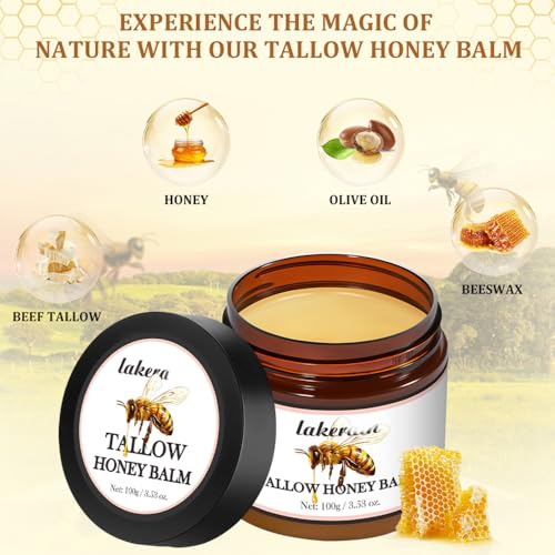 Beef Tallow and Honey Balm - Tallow Honey Skin Balm - Skin Moisturizer for Face & Body (01, Citrus)