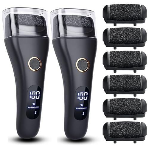 2 Pack Electric Foot File Callus Remover for Feet - Larger Grinding Head&3Speed, Pedicure Kit Foot Scrubber Dead Skin Callus Remover, Foot Care Kit Pedicure Tools for Callus Hardskin Dry Cracks