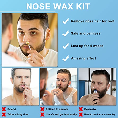 Nose Hair Wax Kit ? 100g Nose Wax + 20 Applicators + 15 Mustache Guards + 10 Paper Cups + 10 Sticks + 1 Measuring Cup ? Nose Wax Kit Men & Women, At-Home Hair Removal for 20+ Uses