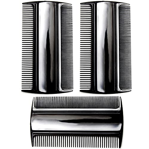 Favorict (3 Pack) 3.5" Pocket Hair Comb Beard & Mustache 2 Sides Combs for Men's Hair Beard Mustache and Sideburns (Black)
