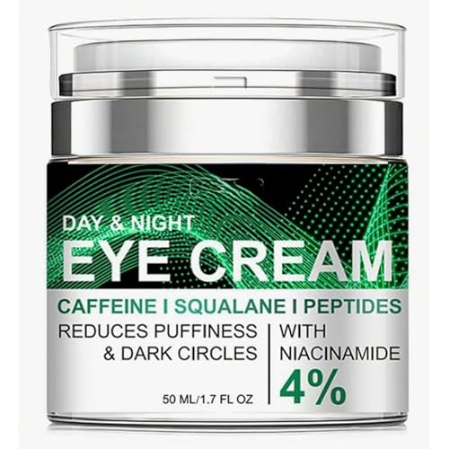 Caffeine Eye Cream for Puffiness and Bags Under Eyes Daily Anti-Wrinkle Cream Collagen Peptide Eye Cream Day and Night Reduce The Look Of Aging Line Smoothing Skin Care 1.7 FL OZ,1 Pack
