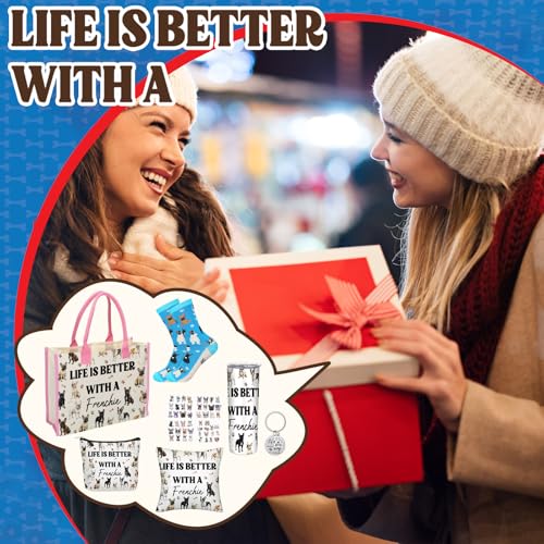 Patelai 56 Pcs Valentine Frenchie Gifts for Women Frenchie Dog Lover Gifts 20oz Stainless Tumbler Tote Bag Cosmetic Bag Sock Pillow Cover Keychain 50 Sticker for Dog Mom Birthday Party Favor