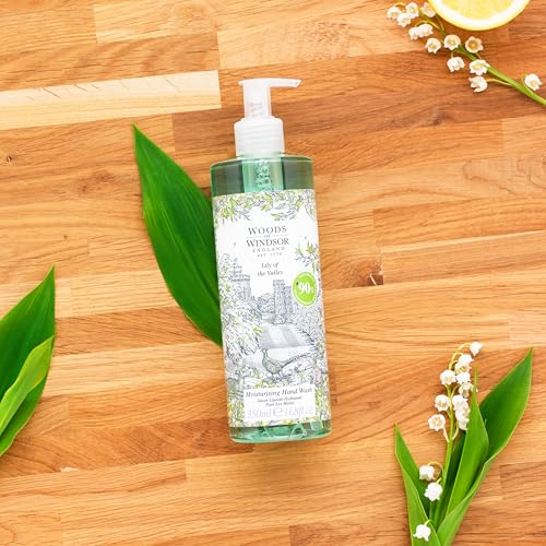 Woods of Windsor Lily of the Valley Hand Wash, Moisturizing Soap with Notes of Geranium and Citrus, Liquid Hand Soap with Pump to Help Soften and Moisturize Skin, Lily of the Valley Scent 350ml