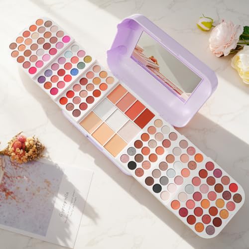 Professional Makeup Kit for Women,140 Colors Cosmetic Make up Palette Set Kit Combination,Include Eyeshadow,Blush,Highlighter, Pressed Powder,Makeup Gift Set for Women Girls &Teens (Purple Y)