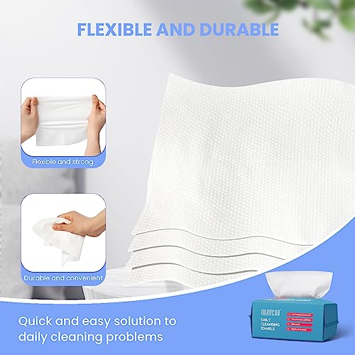 100 Sheet Daily Cleansing Towels Ultra Soft Dry Wipes for Sensitive Skin Disposable Facial Washcloths 100% Organic Viscose (Pack of 1)