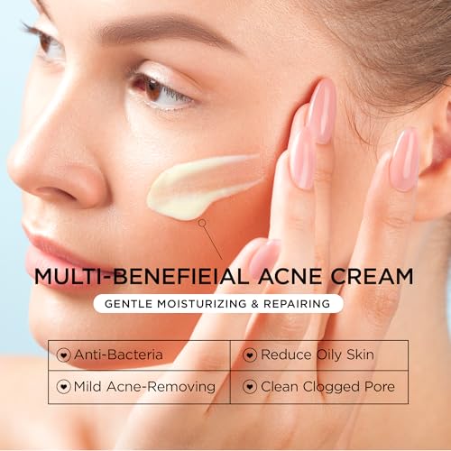 Cystic Acne Treatment for Face: Hormonal Acne Treatment Cream for Teens & Adults - Salicylic Acid & Tea Tree Oil Pimple Spot Remover - Anti-Acne Moisturizer Reduces Redness, Blemishes