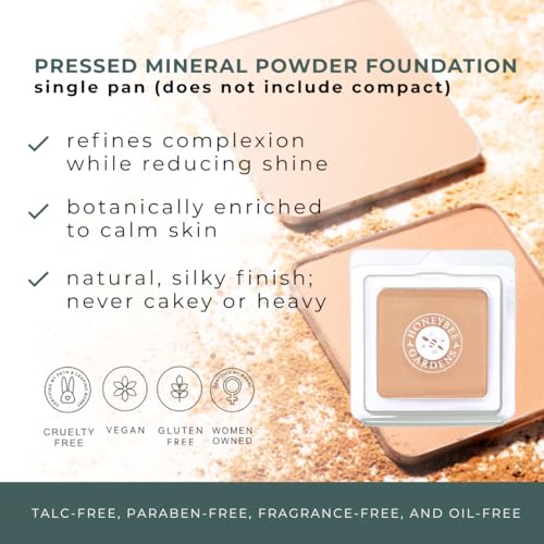 Honeybee Gardens Pressed Mineral Powder Foundation Refill ? Luminous Light Warm Neutral, Adjustable Light Coverage Matte Pressed Powder Foundation, Made Without Talc Face Makeup, 7.5g