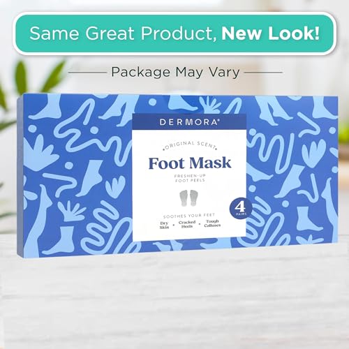 DERMORA Foot Peel Mask | Skin Exfoliating Foot Masks | Dry, Cracked Feet, Callus, Dead Skin Remover | Baby Soft Feet | Original Scent | Pack of 8 | Regular