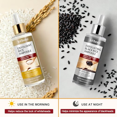 Black Rice Exfoliant+Rice Ampoule Exfoliant,Exfoliating Face Scrub & Body Scrub Dead Skin Cells Blackheads Remover For All Skin Types Korean Skin Care 100ml