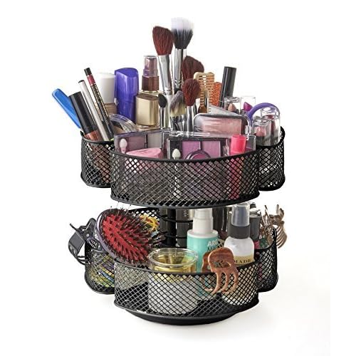Nifty Organizing Carousel ? Black Powder Coat Finish, Spins 360-Degrees, Cosmetic Bathroom or Bedroom Vanity Storage, Beauty Supplies Organizer, Lazy Susan Platform