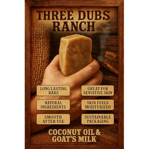 Gunfighter: Handmade All-Natural, Goat Milk Soap Bars made with Tallow, For Hands & Body. Leather, Tobacco, Whiskey scented Soap Bars. Made in Texas. (3.5 oz Bar 3 Pack)