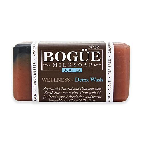 Handmade Goat Milk Soap set of two bars- BOGUE WELLNESS No.32 Detox Blend with Activated Charcoal & Diatomaceous Earth to detox, potent antioxidant Essential Oils help improve circulation