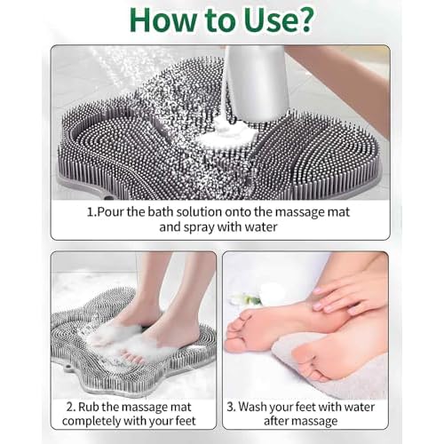Silicone Shower Foot Scrubber, Shower Feet Mat with Non Slip Suction Cups, Foot Brush Pad