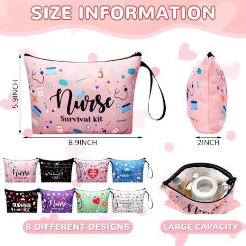 24 Pack Nurse Cosmetic Bags Bulk Novelty 2026 Nurses Week Gift Nursing Survival Kit Canvas Zipper Pouch Bags Thank You Gift for Nursing Week Medical Assistant Healthcare Graduation(Classic)