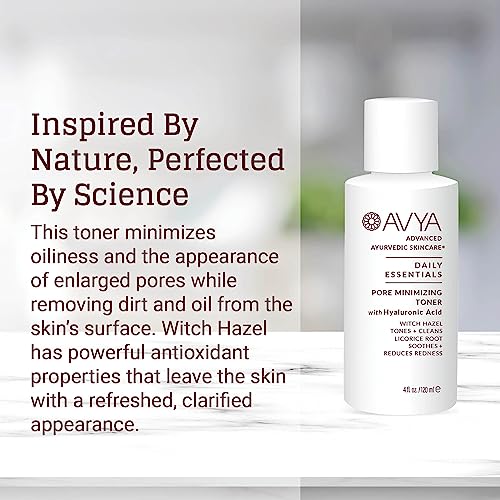AVYA Pore Minimizing Toner (4 fl oz) - Infused with Hyaluronic Acid, Witch Hazel for Toning and Cleansing, Licorice Root for Soothing and Redness Reduction