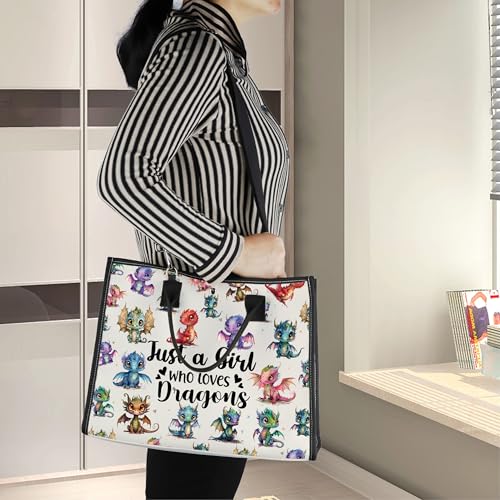 LEVLO Funny Dragon Cosmetic Make up Bag Animal Lover Gifts Just A Girl Who Loves Dragons Makeup Zipper Pouch Bag Dragons Lover Gift (Loves Dragons Bag) (Dragons New LT)