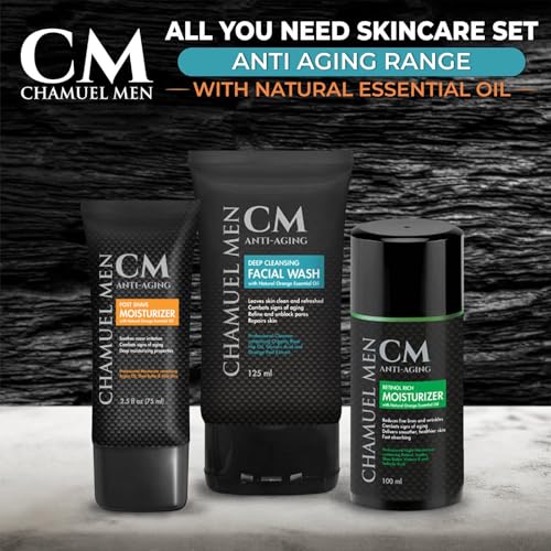 All You Need Daily Skincare Set for Men | Includes Anti-Aging Facial Wash + Post Shave Moisturizer + Night Moisturizer w/Retinol. Organic Key Ingredients! (Includes All 3 Products)