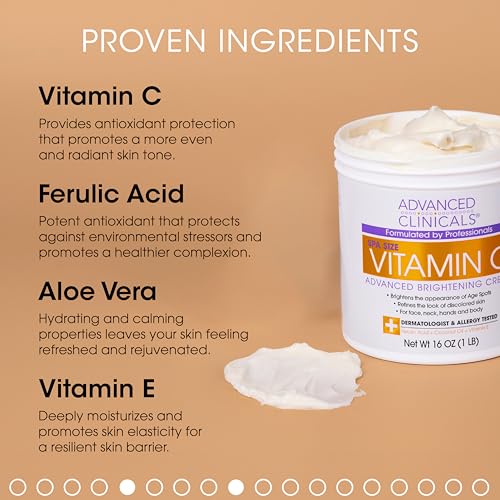 Advanced Clinicals Vitamin C Brightening Cream + Vitamin C Antioxidant Glow Facial Mist Set