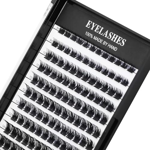Mixed 8-12-14-16mm/8-10-12-14mm/10-12-14-16mm/14-15-16mm Wide Stem Individual False Eyelashes Soft Lightweight Volume Eyelashes Extensions Makeup Cluster Lashes (Mixed 8-10-12-14mm)