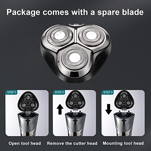 Electric Razor for Men with an Extra Head,Waterproof Electric Shaver, Rechargeable Cordless Shavers,USB-C Fast Charging,LED Display,Wet/Dry