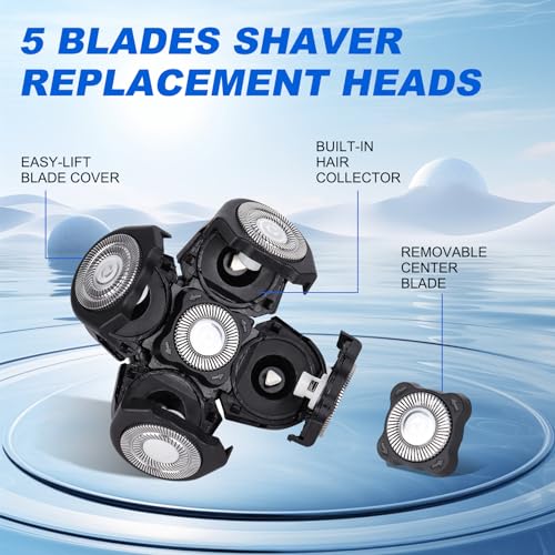 5D Blades Shaver Replacement Heads,Head Electric Razor Shaving Compatible with Frbid Replacement Blades Shaver kit for Bald Men with 3 Cleaning Brush, 3 Pack by Plantarecover