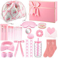 14 Pack Gifts Trendy Stuff for Teenager Girls Aged 13+, Pink Birthday Gifts Basket for Her Hair Bows Drawstring Makeup Bag Makeup Brush Set Coquette Bow Cups for Young Women Friend