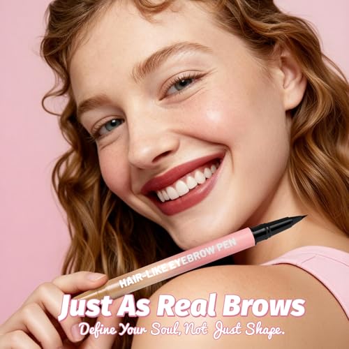Microblading Eyebrow Pencil for Women, Waterproof Eyebrow Pen with Micro-Fork Tip & Precise Brush-Tip, Natural Hair-Like Brows, Long-Lasting Smudge-Proof Eye Brow Tint,Light Brown,1 Pack