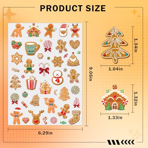 Merry Christmas Gingerbread Temporary Tattoos - 8 Sheets 280 Pcs Birthday Party Decorations Cute Man Cookies Tattoo Stickers for Boys Girls Xmas Party Favors Decor Gifts