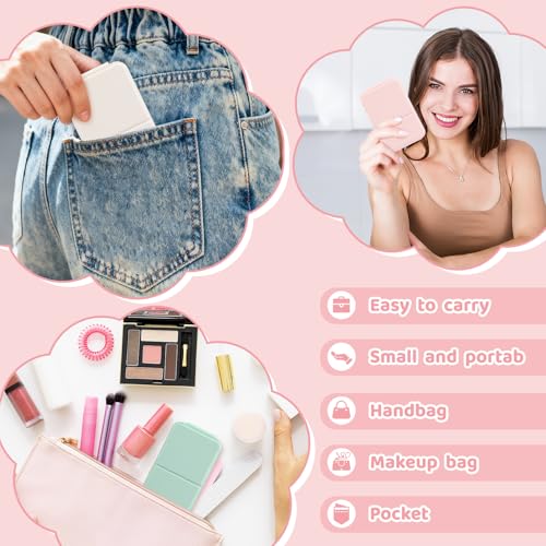 15 Pcs Compact Mirror Bulk, 4.2'' Folding Pocket Mirror for Women, Portable Makeup Mirror for Party Gift Camping Office Home (White Green Pink)