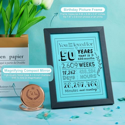 50th Birthday Gifts for her ? Luxury 12PCS Spa Gift Basket for Her with Tumbler, Candle, Bath Bombs, Picture Frame & More ? Unique Gifts for 50 Year Old Women, Mom, Wife, Sister, Friends