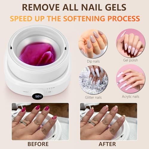 Electric Nail Soaking Bowl, Adjustable Temperature Heated Soak off Bowls Nail Polish Remover Warmer Machine Acrylic Nails Soak Bowl, Professional Finger Manicure Soaking Bowls for Home Salon