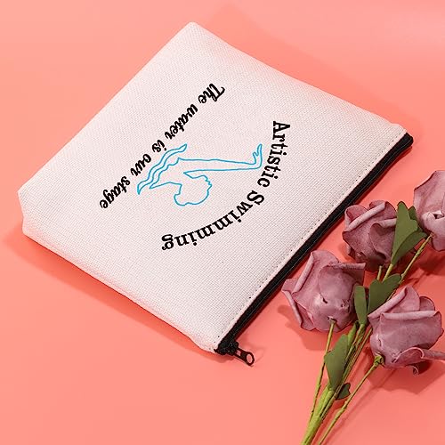 JXGZSO Artistic Swimming Makeup Bag Synchronized Swimming Gift Artistic Swimming The Water Is Our Stage Swimmer Toiletry Bag