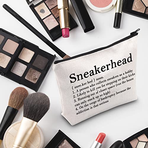 G2TUP Shoes Lover Gift Sneakerhead Definition Makeup Bag Snkr Fan Cosmetic Bag Sneaker Gift Shoes Fan Zipper Travel Pouch (Sneakerhead Definition White Bag)