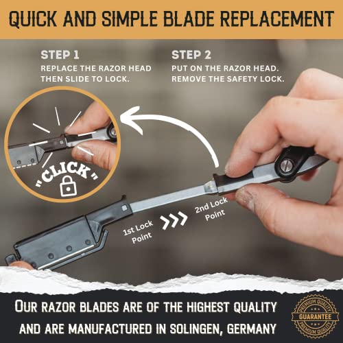 Professional Straight Edge Razors for Men-Premium Straight Disposable Razor Kit for Shaving Hair/Beard-Men¡¯s Shave Kit Safety-Straight Edge Razor for Men (Refill blades pack, 10 Units)