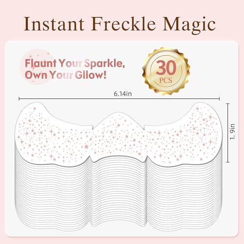 Glitter Freckles Face Tattoo, 30PCS Rose Gold Body Glitter Temporary Tattoos Sparkle Patches for Women, Waterproof Fake Freckles,Festival Rave Outfits Festival Decorations (Rose Gold)