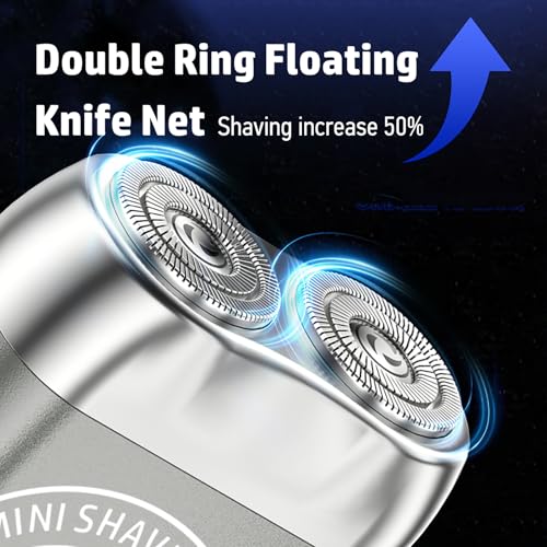 Mini Electric Shaver, New Upgrade Pocket Dual-Head Electric Shaver, Travel Portable Beard Trimmer for Men, Waterproof Mini Razor, USB C Rechargeable (Silver)