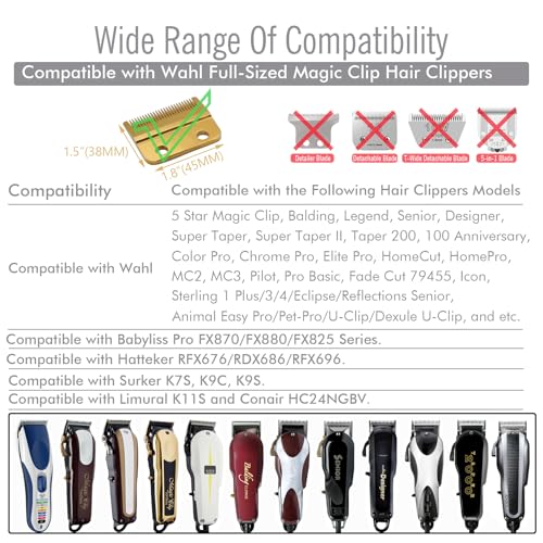 2 Pieces 2 Lengths Hair Clipper Attachment Guard Combs 1/8" 1/16" Compatible with Wahl Standard Full-sized Magic Clip Super Taper 8148 8504 1919 Hair Clipper Models