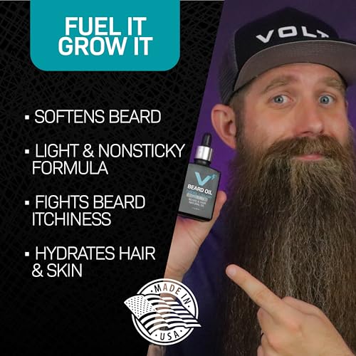 VOLT Beard Oil for Men, All-Natural Vegan Beard Moisturizer with Essential Oils for Beard, Hair & Skin, Argan & Jojoba Oil, Hydrates, Nourishes & Adds Shine, Outback Scent, 1 Oz Glass Bottle